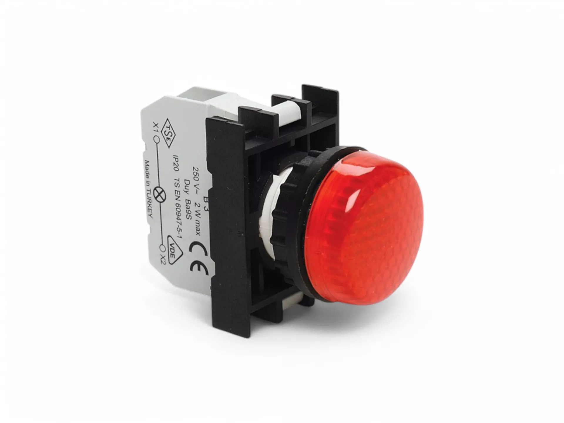 B Serisi Plastik Ba9S Duylu Kırmızı 22 mm Sinyal