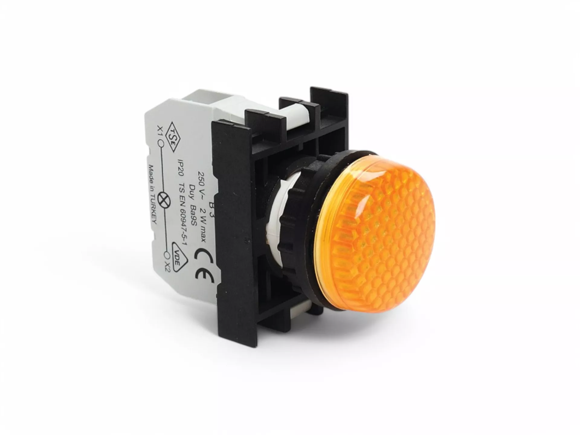 B Serisi Plastik Ba9S Duylu Sarı 22 mm Sinyal